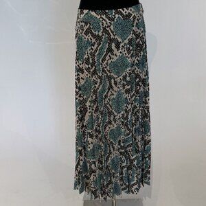 Topshop Teal and Black Patterned Maxi Skirt